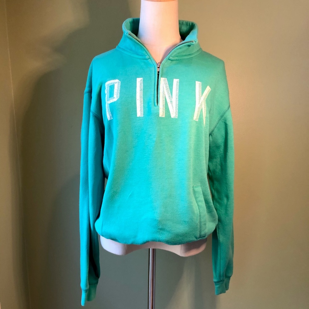Victoria’s Secret PINK Women’s - SZ S - Green Graphic Print Sweatshirt